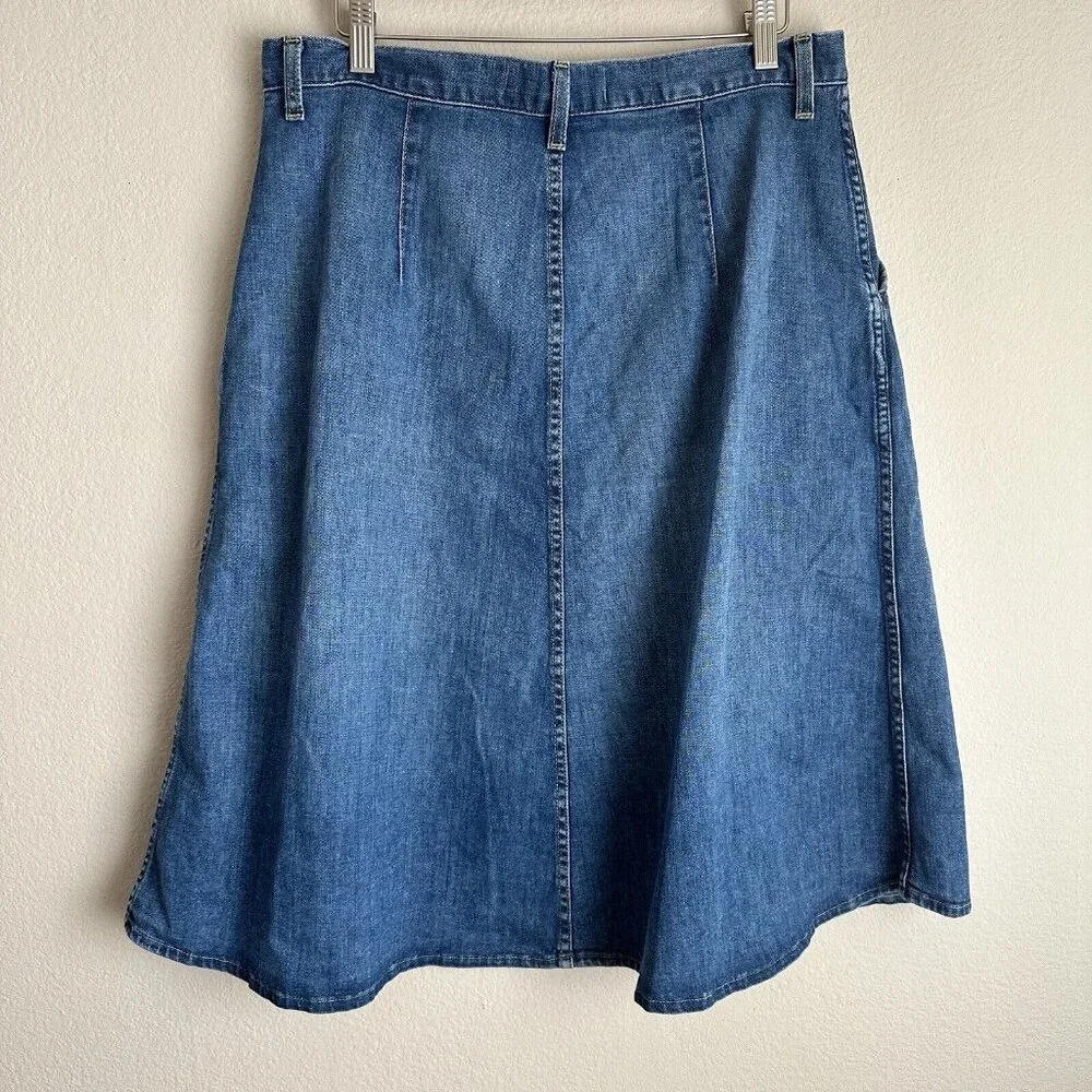 AMO Blue Knee-Length A-Line Skirt - Picture 2 of 6